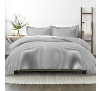 IENJOY HOME Simply Soft Juego de Funda de edredón de 3 Piezas, diseño Ultra Suave, tamaño King, Color Gris con Cinta (SS-DUV-Ribb-King-GR)