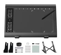 ienRon Tableta gráfica digital de 10 x 6 pulgadas con lápiz capacitivo sin batería, 12 teclas de acceso rápido, compatible con Windows, Mac, Android para artistas, diseñadores, enseñanza en línea