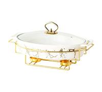 IEOWY Juego de Calentador de bufé de cerámica con Acabado de imitación de mármol, Juego de Calentador de bufé y Chafing para Bodas, Fiestas, Banquetes y Eventos de Catering (Color: Blanco, tamaño: B)