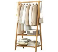 IEOWY Perchero de bambú con Barra para Colgar Ropa y Estante de Almacenamiento, Soporte Plegable y Ligero para Ropa, Ideal para el Dormitorio o como Organizador de Abrigos.