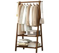 IEOWY Perchero de bambú con Barra para Colgar Ropa y Estante de Almacenamiento, Soporte Plegable y Ligero para Ropa, Ideal para el Dormitorio o como Organizador de Abrigos.