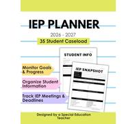 IEP Planner 2026-2027 | Special Education Teacher Caseload Organizer (35 Students) | Track IEP Meetings, Goals & Student Data | SPED, Speech, Counseling, Homeschool (IEP Planners for 2026-2027)