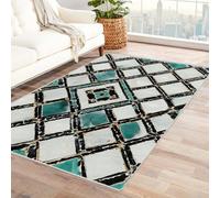 IEPOZWA Alfombra Abstracta con Patrón 3D y Estilo Único PatróN De Diamante para Zonas Comunes, Habitación de Invitados, Alfombra Corta, No Acumula Suciedad（Blanco-210x270cm