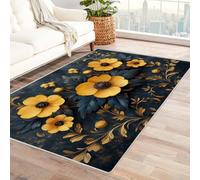 IEPOZWA Alfombra con Estampado de Flores y Formas Geométricas Flores tridimensionales Comedor, Dormitorio, Alfombra Antideslizante para DecoracióN del Hogar Lavable(Azul GrisáCeo-150x210cm
