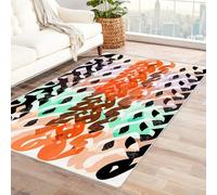 IEPOZWA Alfombra De Arte Abstracto Y PatróN Continuo Lineas para Uso Diario, Oficina en Casa, Alfombra Compacta, Sin Mantenimiento Complejo（Naranja-90x150cm