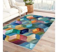 IEPOZWA Alfombra Moderna con Diseño 3D y Formas Geométricas PatróN De Mosaico Alfombra Multiusos para Biblioteca, Sala De Visitas, Área De Café(Azul-210x270cm