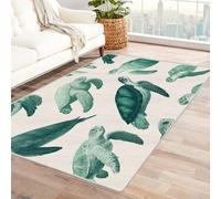 IEPOZWA Alfombra para Sala con Motivos de Naturaleza Viva Tortuga Marina Dibujos Animados, Graffiti, FáCil Mantenimiento Interior, Moqueta, EcolóGica, Felpudo, Interior（Blanco-120x180cm