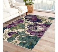 IEPOZWA Diseño Contemporáneo de Alfombra con Trazos Asimétricos Flor Alfombra para Entrada Principal, Garaje, Taller, Resistente a Manchas, Diseño Moderno（Blanco-150x210cm