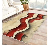 IEPOZWA Diseño Vanguardista de Alfombra con Formas Fluídas Patrón de Pared de imitación para Sala, Dormitorio, Oficina, Antideslizante, Lavable A Máquina, Decoración Hogar(Rojo-210x300cm