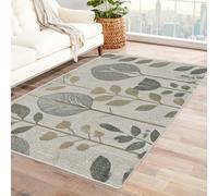 IEPOZWA Estilo Geométrico con Motivos Botánicos para Alfombra Hojas Alfombra para Área de Descanso, Base Antideslizante, Apta para Mascotas, Sin Olores（MarróN-150x180cm