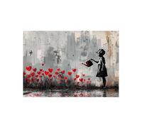 IEPOZWA Graffity Arte estilo Banksy, Niña Regando Flores decorativos pared salón Banksy Street Art Mural Art Modern Home Office Sala de estar - 80x120cm Sin marco