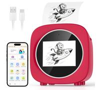 IERAKOR Impresora Termica AI, Mini Impresora para Movil, Portátil Bluetooth | Función de voz, 6 Modos Artísticos, 24 Idiomas, HD 2,4 Pulgadas, Blanco y Negro, 4 rollos, Mini Printer Infantil