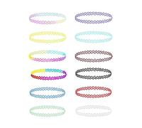 IERCZA 12 Piezas Collar Elástico, Juego de Cadena de Gargantilla,Collar de Arco Iris Gargantilla Collares Joyería de Moda Bisutería para Niñas Niñas Niños Mujer Goma Elástica Plástico
