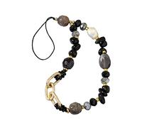 IERCZA 1pcs cuerda para movil,colgante para movil,cordon movil,cuerda movil,colgante movil, con cuentas negras, cadena para teléfono,correa para la muñeca,cordón antipérdida,cordón para teléfono