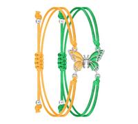 Ieron 2 Pulseras BFF a Juego, Pulseras de Mariposa Hechas a Mano, Pulseras de la Amistad con dijes, Pulsera Ajustable para Mejores Amigos, Regalos de joyería para Adolescentes, Verde y Amarillo