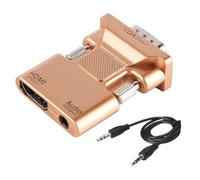 Ieron Adaptador HDMI a VGA 1080P HDMI Hembra a VGA Macho Cable convertidor de Video con Cable de 3,5 mm para computadora, Escritorio, Monitor, HDTV, Dorado