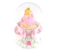Ieron Bola de Nieve giratoria Musical de Princesa de Cabello Dorado con Luces centelleantes, Base de Castillo y Caja de música Decorativa de Bola de Nieve de Vidrio de 10 cm (Rosa Barbie)