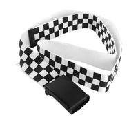 Ieron Cinturón de Lona con diseño de Cuadros, Elegante cinturón de Lona Informal en Blanco y Negro para Hombres y Mujeres, Accesorio de Moda Ajustable y versátil