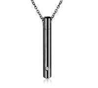 Ieron Collar de urna para cenizas, collar de cremación de acero inoxidable con colgante conmemorativo de cristal para hombres y mujeres, Acero inoxidable, Diamantes de imitación
