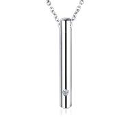ieron Collar de urna para cenizas, collar de cremación de acero inoxidable con colgante conmemorativo de cristal para hombres y mujeres, Acero inoxidable, Diamantes de imitación