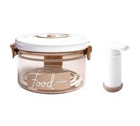 Ieron Contenedor Sellado al vacío Bomba Manual Accesorios para Ahorro de Alimentos Brújula de Tiempo Diseño de Bomba de Aire Manual para marinado rápido 630ML Redondo