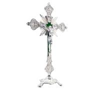 Ieron Estatua de Jesucristo en cruz, crucifijo de mesa inspirador para decoración del hogar y regalos religiosos, pieza de arte religioso vintage