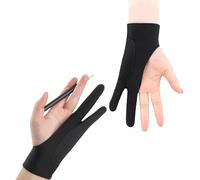 ieron Guante de Artista de 2 Piezas, Talla S Guante de Mano Izquierda Derecha para Dibujo de gráficos Digitales antiincrustantes antitáctiles de 2 Dedos Fijos de Tres Capas