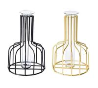 Ieron Jarrón de Flores con Marco de Metal Negro y Dorado con Tubo de ensayo de Vidrio Transparente - Jarrón Decorativo pequeño - Regalo Ideal para Bodas, Interiores, decoración de Sala de Estar