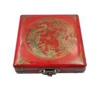 Ieron Joyero Chino Retro de Madera, Organizador de Joyas, Cofre del Tesoro, Organizador de contenedores de Pulsera (Rojo Retro)