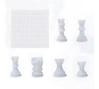 Ieron Juego de tableros de ajedrez, moldes de silicona de resina, molde de silicona para tablero de damas, 6 piezas de ajedrez 3D, moldes de fundición de resina - para manualidades de arte DIY