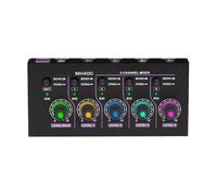 Ieron Mezclador de línea de 4 Canales Mini Mezclador de Audio Bajo Ruido DC5V 4 entradas 1 Salida Soporte Mono y estéreo para micrófonos Guitarras Teclados Mezcladores