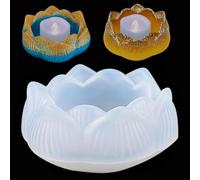 ieron Molde de resina epoxi de loto, bandeja de flores, molde de fundición de resina de silicona para portavelas, jabón, bandeja de bricolaje, maceta de flores, placa de almacenamiento de joyas,