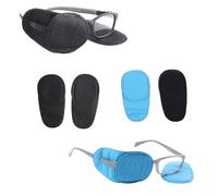 Ieron Parches para ojos para gafas, juego de 6 almohadillas para cubrir gafas, reutilizables, mejora la visión para ojo vago, ambliopía, estrabismo, negro y azul