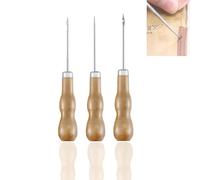 ieron Punzón hecho a mano con mango de madera, punzón de costura para cuero, punzón de costura perforable, herramienta de bricolaje