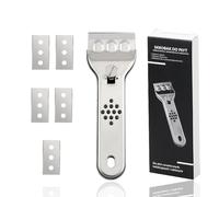 ieron Rascador de vitrocerámica, raspador de vidrio de limpieza de acero inoxidable con 20 cuchillas de repuesto, raspadores de limpieza multifuncionales para cocina