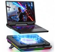 IETS GT600 - Alfombrilla de refrigeración RGB para portátil con ventilador turbo gigante (14 cm de diámetro), espuma sellada para un enfriamiento rápido, enfriador de ordenador portátil