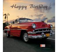IETSCPMD15257 Happy BIRTHDAY CUBA - Tarjeta de coche (15 x 15 cm), diseño de pasión y colecciones retro vintage, color rojo americano