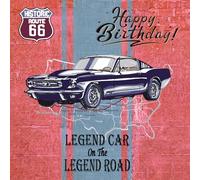 IETSCPMD6601 - Tarjeta HAPPY BIRTHDAY (cuadrada, con sobres blancos, formato 15 x 15 cm, Route 66 Historic Road R66 - Mustang - Licencia oficial - Interior blanco - Fabricado en Francia