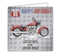 IETSCPMD6606 - Tarjeta HAPPY BIRTHDAY (cuadrada, con sobres blancos, formato 15 x 15 cm, Route 66 Historic Road R66 - Moto Harley-Davidson - Licencia oficial - Interior blanco - Fabricado en Francia
