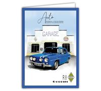IETSCPXL-15007 - Tarjeta grande XL, 22 x 31 cm Renault R8 Gordini con licencia oficial para garaje, deporte, automóvil, coche de colección - interior blanco, 44 x 31 cm - con sobres - Salida de
