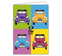 IETSCPXL-15185 - Tarjeta grande XL, 22 x 31 cm, Citroën 2 CV Pop-art con licencia oficial para coche de colección - interior blanco 44 x 31 cm - con sobres - retiro de cumpleaños