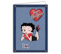 IETSCPXL-19007 - Tarjeta grande para mujer (tamaño grande, 22 x 31 cm), diseño de BETTY BOOP con licencia oficial para mujer, pin-up retro, vintage, para firmar y enmarcar, interior blanco, 44 x 31 cm