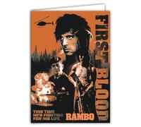 IETSCPXL-19765 - Tarjeta grande XL, 22 x 31 cm, diseño de rambo Fired, diseño de blood oficial de estudio estudio de cine - interior blanco 44 x 31 cm - Con sobres - Fabricado en Francia - Retiro de