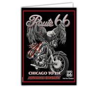 IETSCPXL-6630PV - Tarjeta grande XL, 22 x 31 cm, para moto americana Route 66, licencia oficial Chicago to Los Ángeles, interior blanco, 44 x 31 cm, con sobre, retiro o cumpleaños