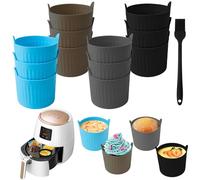 IETWATE 12 moldes de silicona para airfryer, antiadherentes, moldes de silicona para magdalenas con cepillo de aceite, para microondas y horno