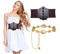 IETWATE Corsé bajo el pecho para mujer, retro, elástico, marrón, con cordones, corpiño bajo el pecho, cinturón de cintura ajustable, de metal, cinturón de vaquera occidental, para vestidos, cosplay