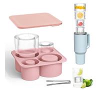 IETWATE Cubitos de hielo de 4 compartimentos para Stanley Cup, cubitera con tapa para vasos de 20-40 oz, molde de silicona reutilizable para cócteles, whisky, café (rosa)