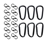 IETWATE Mosquetón 12 Unidades S Mini Pequeño, D-Clip Mosquetón Llavero Aluminio Negro para Camping Viajes Senderismo Cinturón