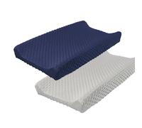 iEvolve Funda para cambiador, ultrasuave, con puntos de visón, transpirable, para cambiador, para bebés, niños y niñas (azul marino y gris plateado, paquete de 2)