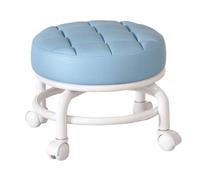 Iewroyt Taburete de bajo enrollamiento 360 ° Giratorio Reduce de Cuero PU taburetes rodantes con Ruedas 10x9x2 Silla de Servicio Pesado Universal para Beauty Salon Pedicure casera, Azul